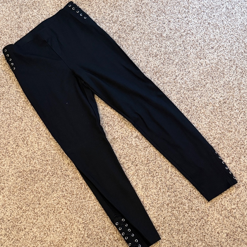INC International Concepts Black Skinny Pants with Eyelet Detail